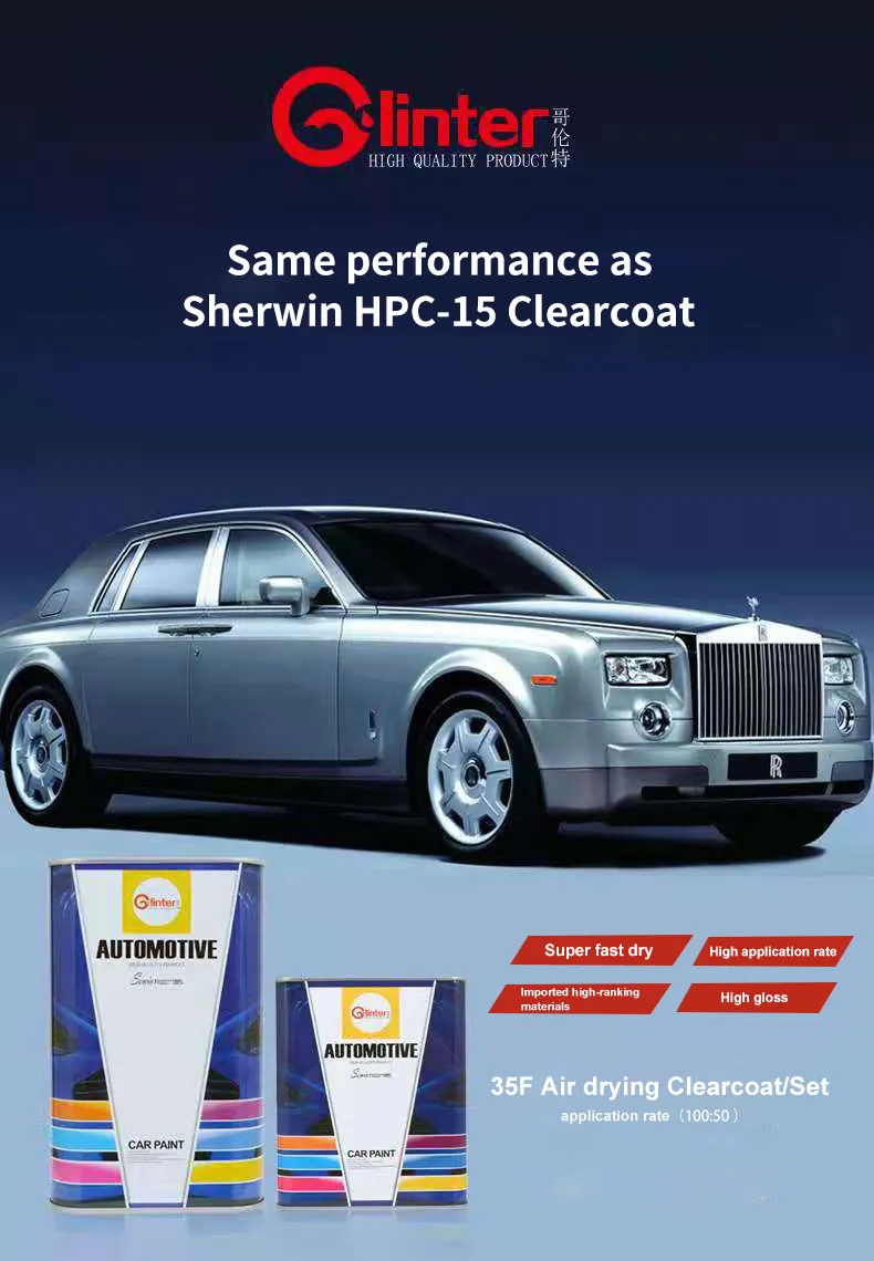 Autocoat 35f Air Drying Clearcoat Varrnish High Gloss Acrylic Auto Paint Good Plumpness Good Hardness Car Paint Refinish