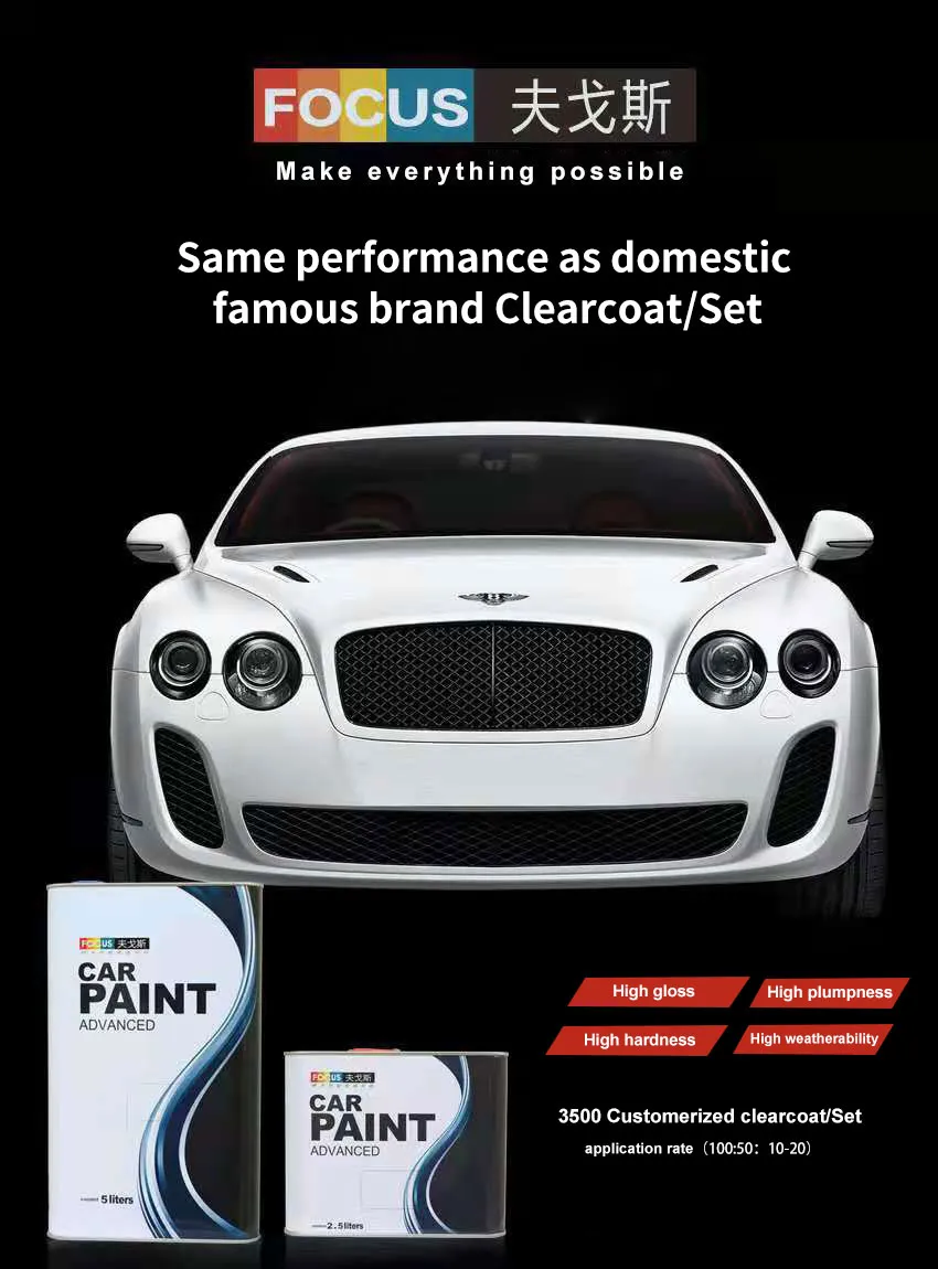 Mesteo HS 3500 Customerized Clearcoat Varnish High Fullness Auto Paint Lacquer Supplier High Gloss Acrylic Car Paint Refinish