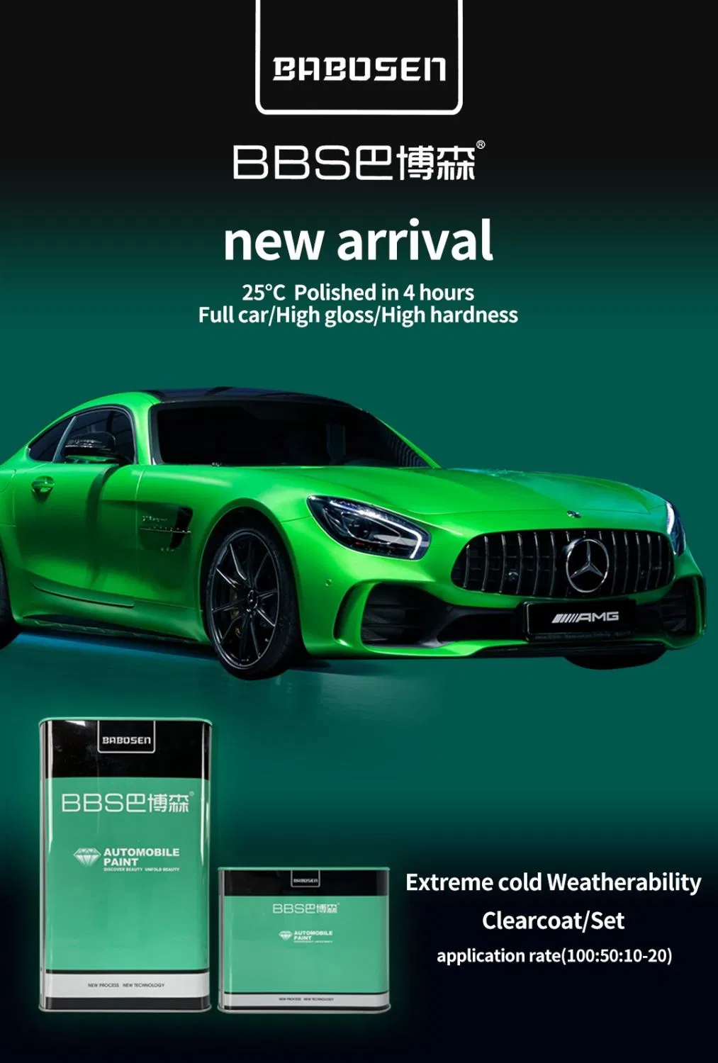 Extreme Cold Weatherability Hardener Super Fast Drying Babosen High Gloss Acrylic Auto Paint Good Plumpness Good Hardness Car Paint Refinish