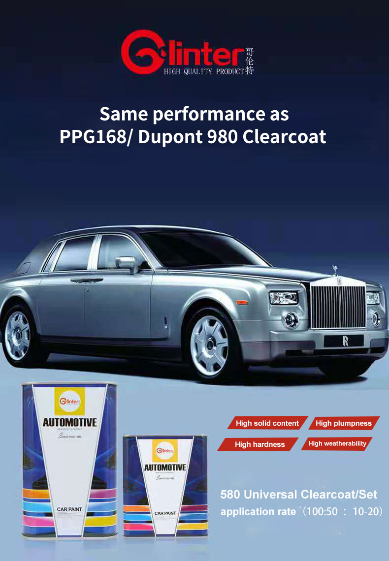 Wholesale Spray Good Gloss Acrylic Car Paint High Application High Hardeness Auto Paint FILRE HS 580 Clearcoat