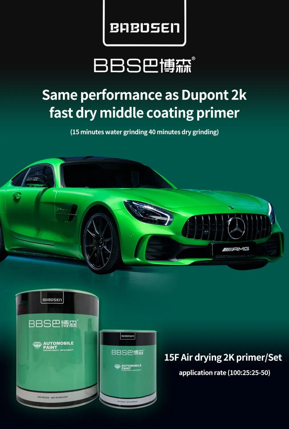 Mesteo 15f 2K Primer Excellent Flatness Good Adhension Acrylic Car Paint Quick Drying and Easy Polishing Auto Paint