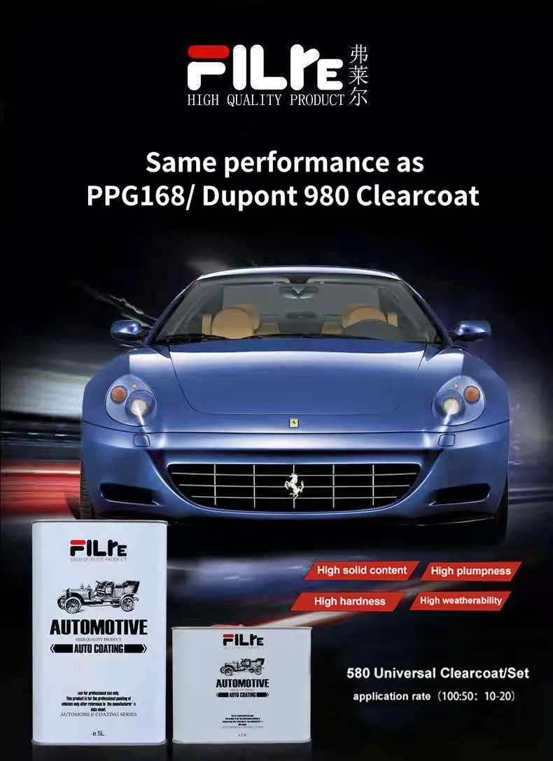 Autocoat HS 580 Hardener (Standard Drying) Chinese Factory High Gloss Auto Paint High Fullness High Hardeness Acrylic Car Paint Refinish