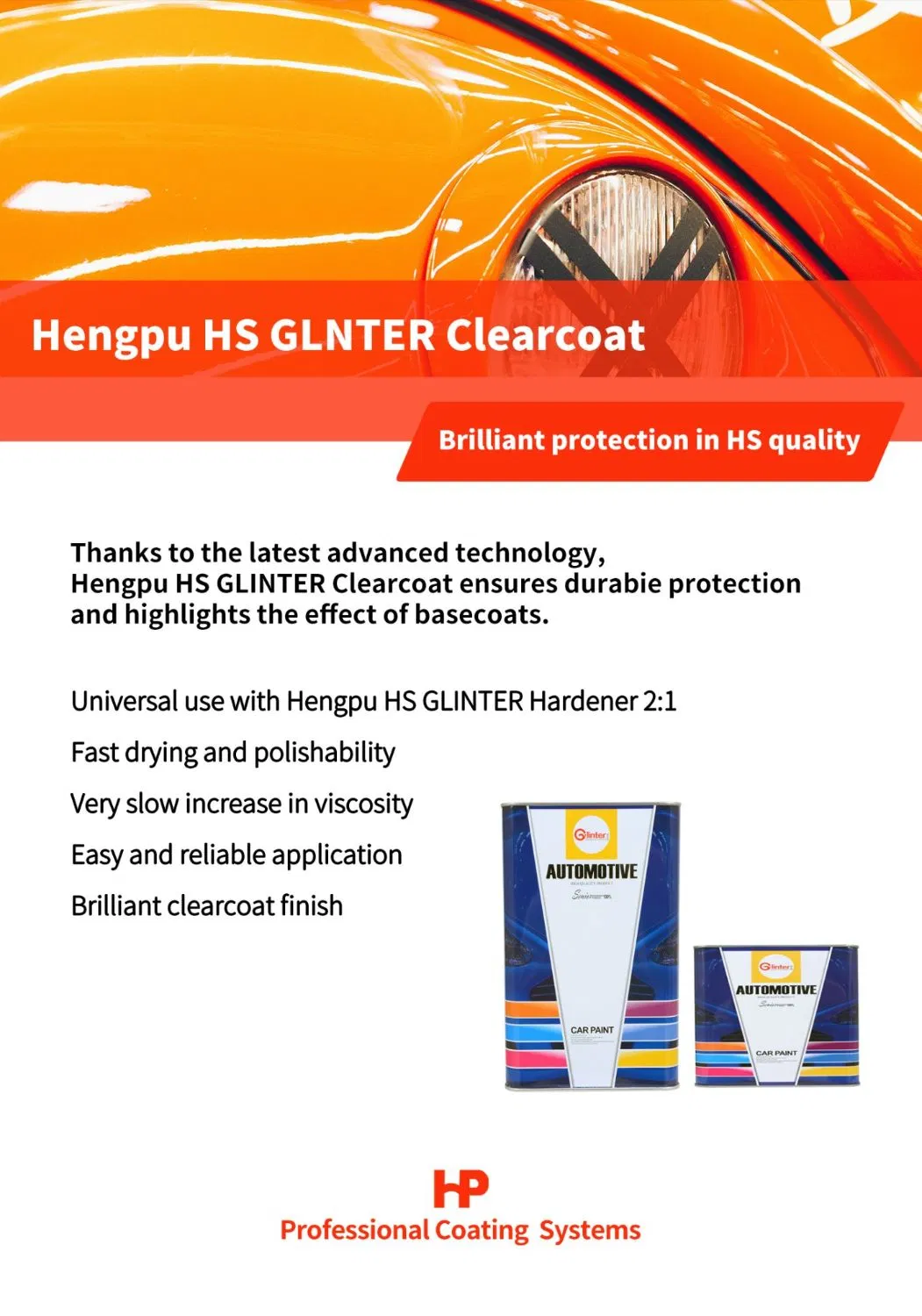 Focus HS Highlighting Hardener (Fast Drying) OEM High Hardness Levelling Property Acrylic Auto Paint Good Plumpness Car Paint Refinish