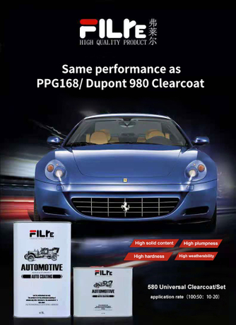Wholesale Spray Good Gloss Acrylic Car Paint High Hardeness Auto Paint FILRE HS 580 Clearcoat