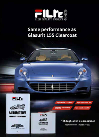 High Gloss High Hardeness Acrylic Car Paint High Plumpness Spray Automotive Paint FILRE HS 155 High-Solid Clearcoat