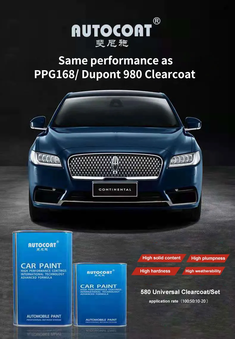 Glinter HS 580 Hardener (Fast Drying) Wholesale OEM High Gloss Auto Paint High Fullness High Hardeness Acrylic Car Paint Refinish